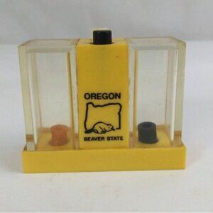 Vintage Whirley Oregon Beaver State Push Button 2.5" Salt & Pepper Shaker